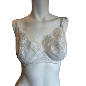 Maison Lejaby White Lace Bra sz 36E (DD) EUC G01368